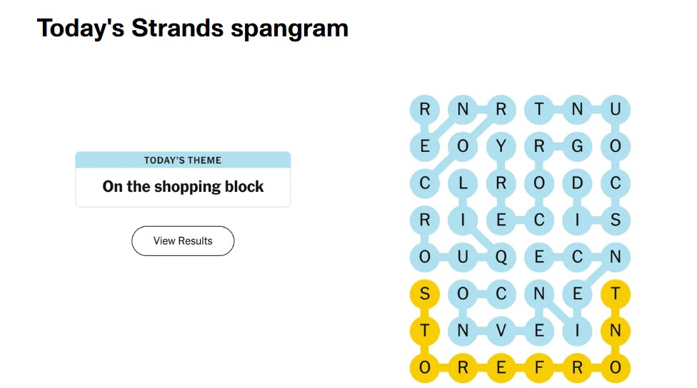 The completed NYT Strands puzzle for April 25, 2026.
