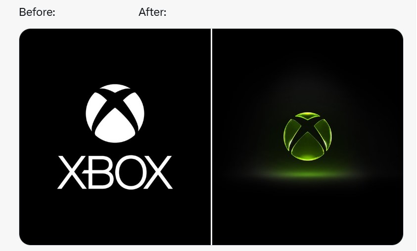 Xbox logo Before After