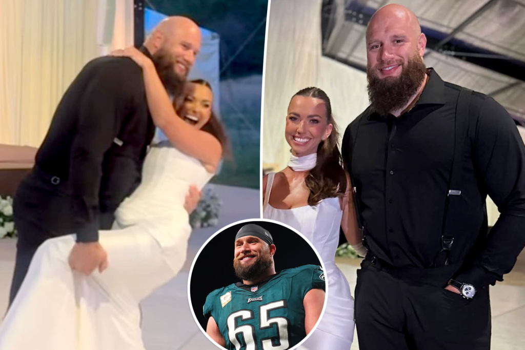 Eagles star Lane Johnson marries Kelsey Holmer in Nashville with teammates by his side