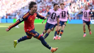 Ferran Torres of Spain celebrates scoring his team's first goal during the FIFA World Cup 2026 Final @ deadline