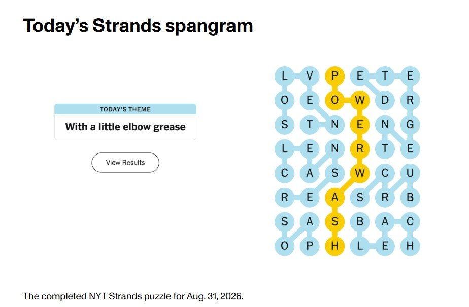 NYT Strands Answer for August 31, 2026