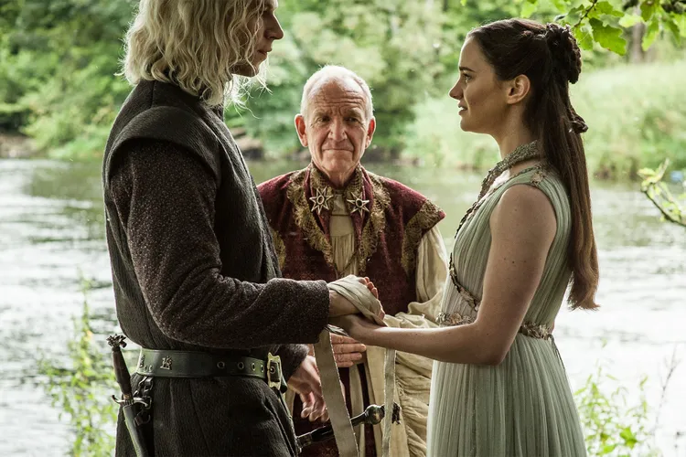 Tom Chadbon in season 7 of ‘Game of Thrones’ alongside Aisling Franciosi and Wilf Scolding.