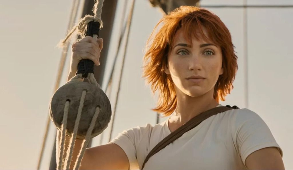 Emily Rudd as Nami in “One Piece” (Netflix)
