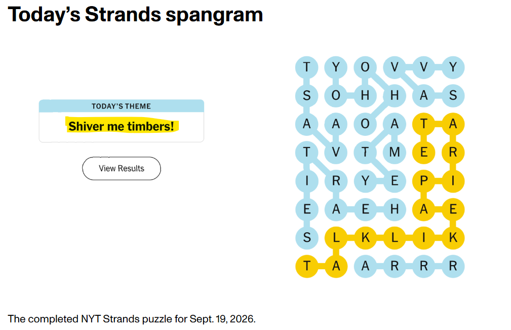 NYT Strands Answer for 19 September 2026