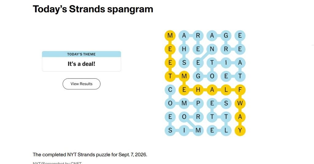 NYT Strands Answer for 7 September 2026