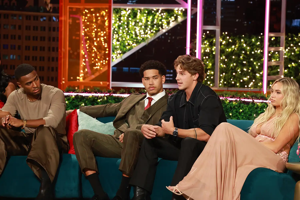 KC Chandler, Corbin Mims, Caleb McDaniel and Jenn Terry during the ‘Love Island USA’ season 8 reunion.
Christine Bartolucci/Peacock